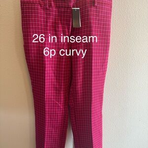 Ann Taylor Pink Houndstooth Sophia pant 6p
